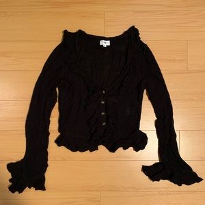 LPA RUFFLE CARDIGAN SWEATER